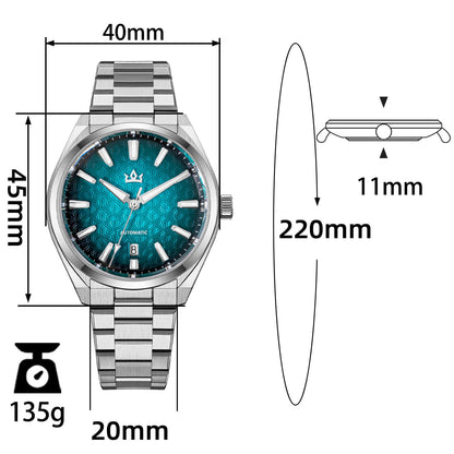 Orologio automatico di lusso AddiesKIN K014 da 40 mm con quadrante in rilievo tipo cammeo e movimento ST2130
