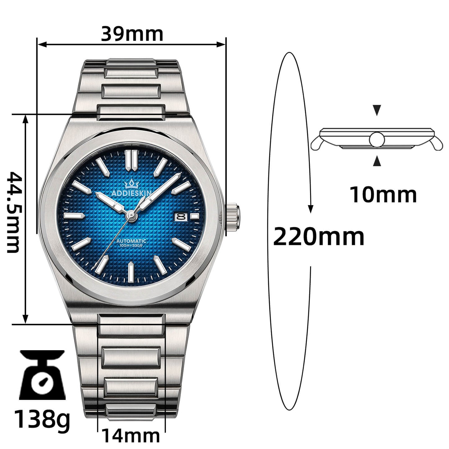 Orologio da uomo ADDIESKIN K004 "Waffle Elegance" automatico 9015