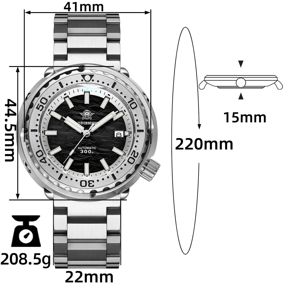 ★Speciale Capodanno★ Orologio automatico Addiesdive con cinturino in acciaio inossidabile, AD2098