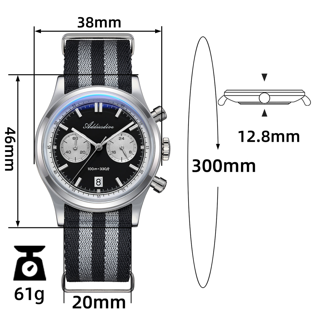 🔥SALDI D'AUTUNNO 🔥 Orologio cronografo ADDIESDIVE OS21 da 38 mm AD2542