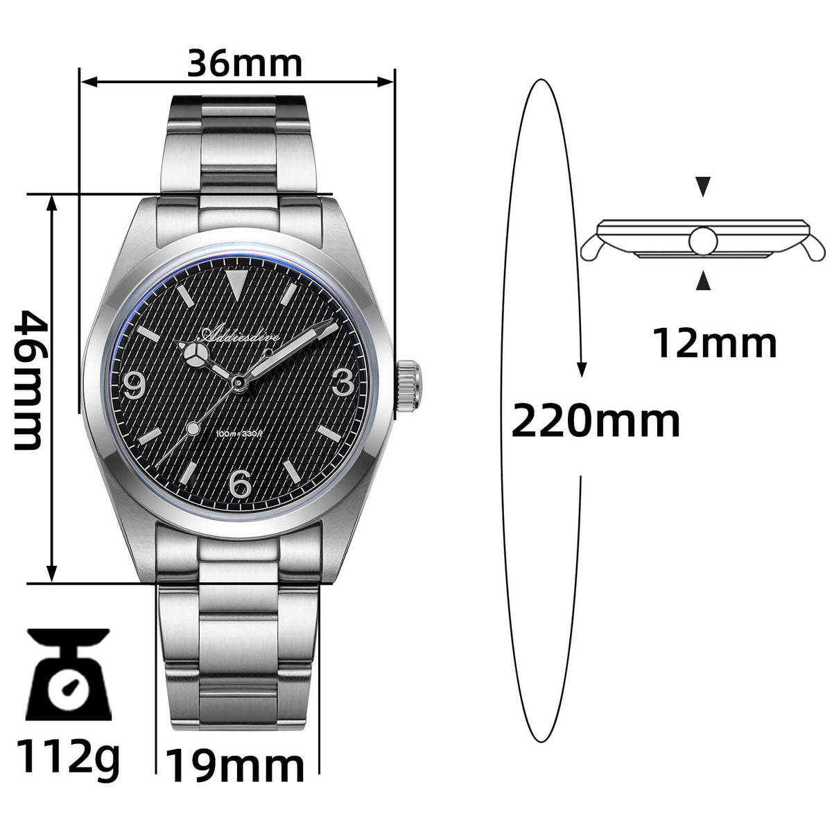 ★Saldi Anniversario★Orologio subacqueo ADDIESDIVE Explore da 36 mm, orologio al quarzo VH31 AD2096