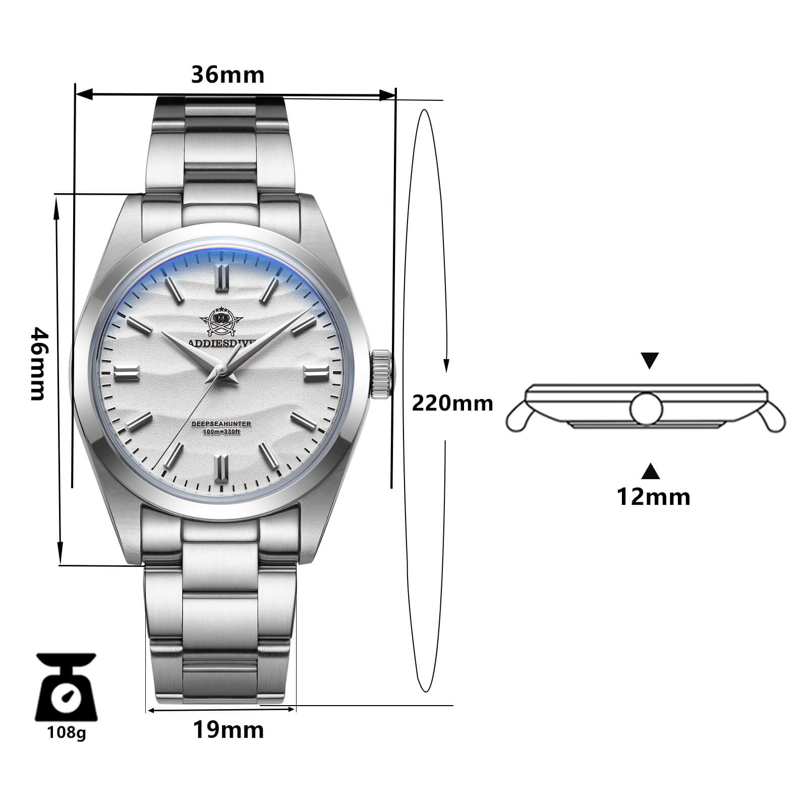 🔥Saldi Anniversario 🔥Orologio al quarzo ADDIESDIVE da 36 mm con movimento VH31 AD2030