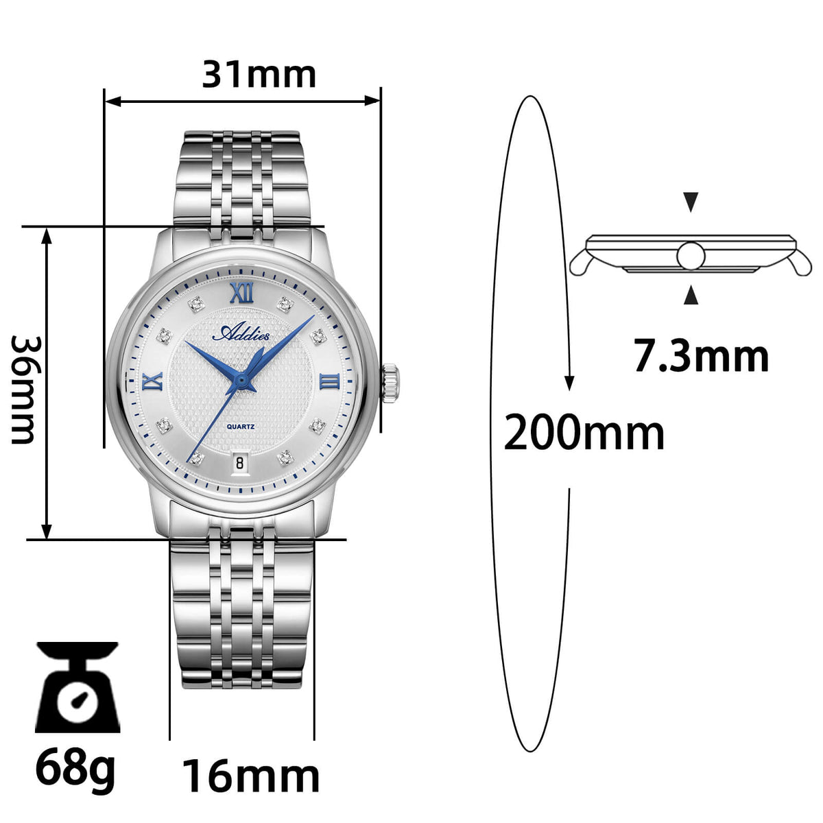Orologio da donna di lusso al quarzo Addies da 31 mm AW25913