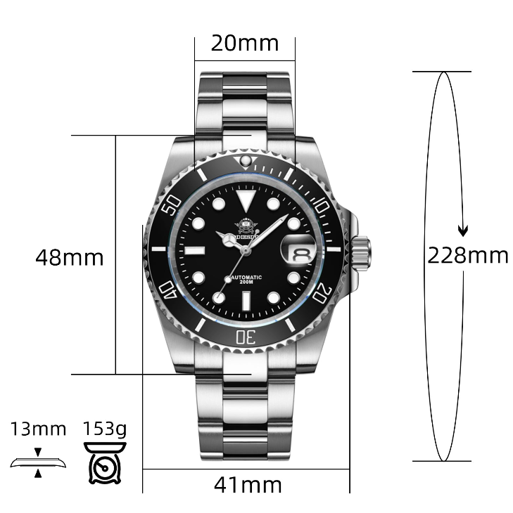ADDIESDIVE Orologio subacqueo automatico da uomo, subacqueo 200 m, NH35A/8215 (H3AC)