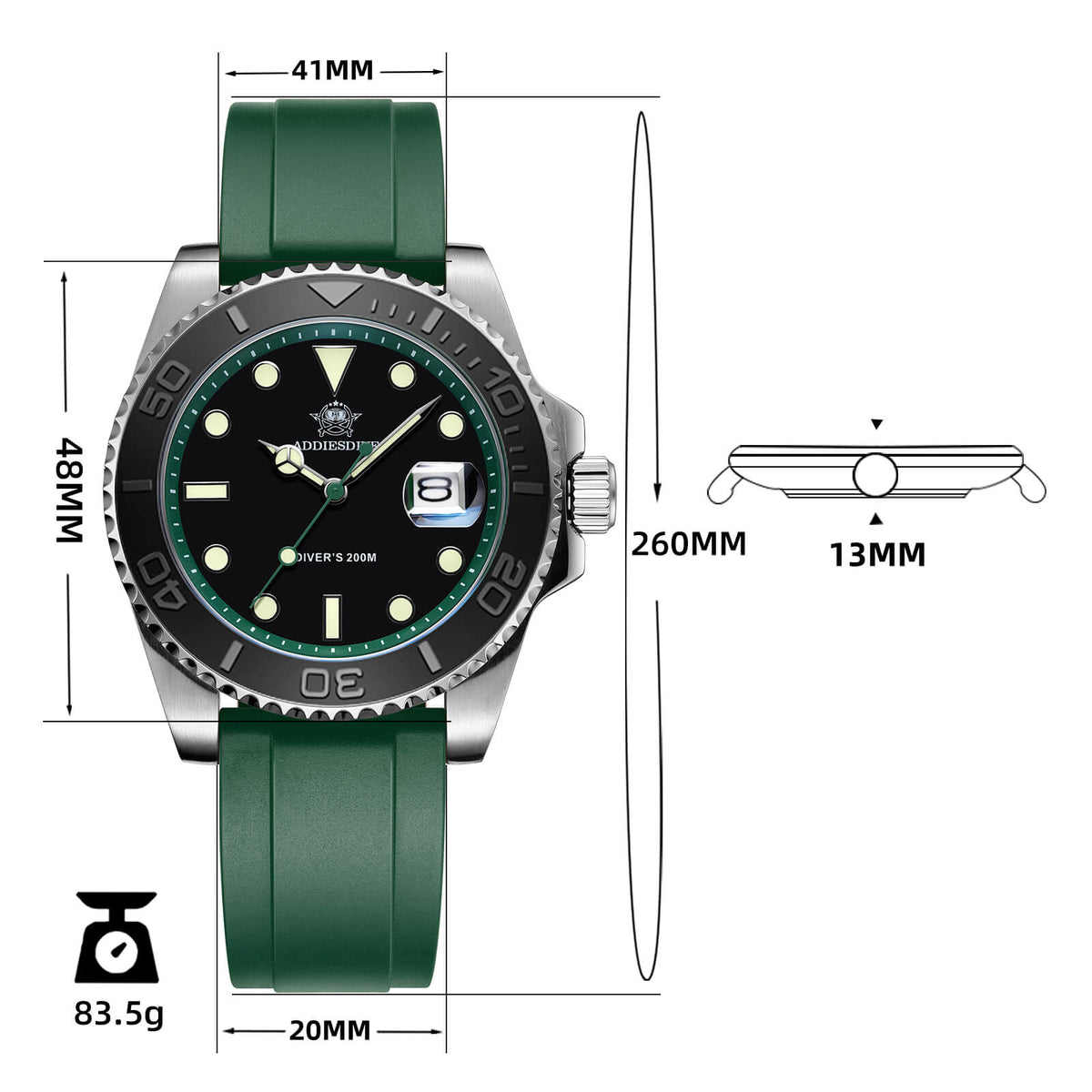 ★Saldi Anniversario★ADDIESDIVE Orologio Sportivo al Quarzo da 41 mm Impermeabile 200 m (AD2040)