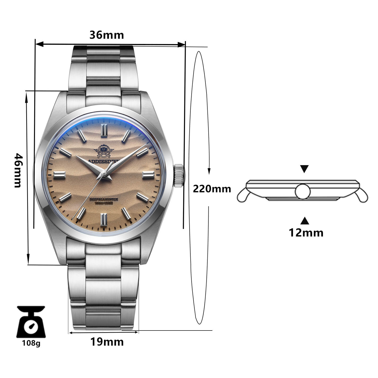 🔥Saldi Anniversario 🔥Orologio al quarzo ADDIESDIVE da 36 mm con movimento VH31 AD2030