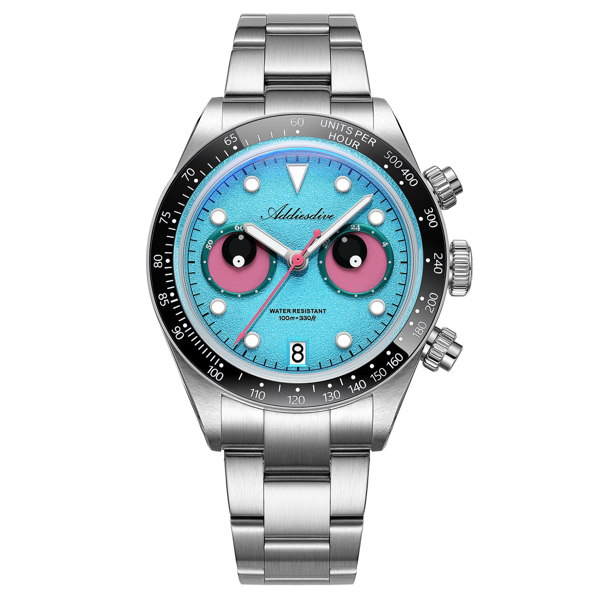 🔥SALDI D'AUTUNNO 🔥ADDIESDIVE AD2557 – Orologio Cronografo da Uomo 40mm al Quarzo VK64 con Quadrante Eye Black and blue