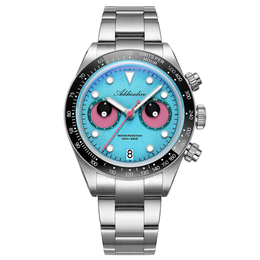 ADDIESDIVE AD2557 – Orologio Cronografo da Uomo 40mm al Quarzo VK64 con Quadrante Eye Black and blue