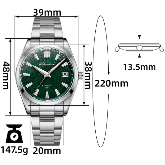 ADDIESDIVE 39mm Orologio Automatico NH35 con Quadrante 3D Bark Texture da AD2075