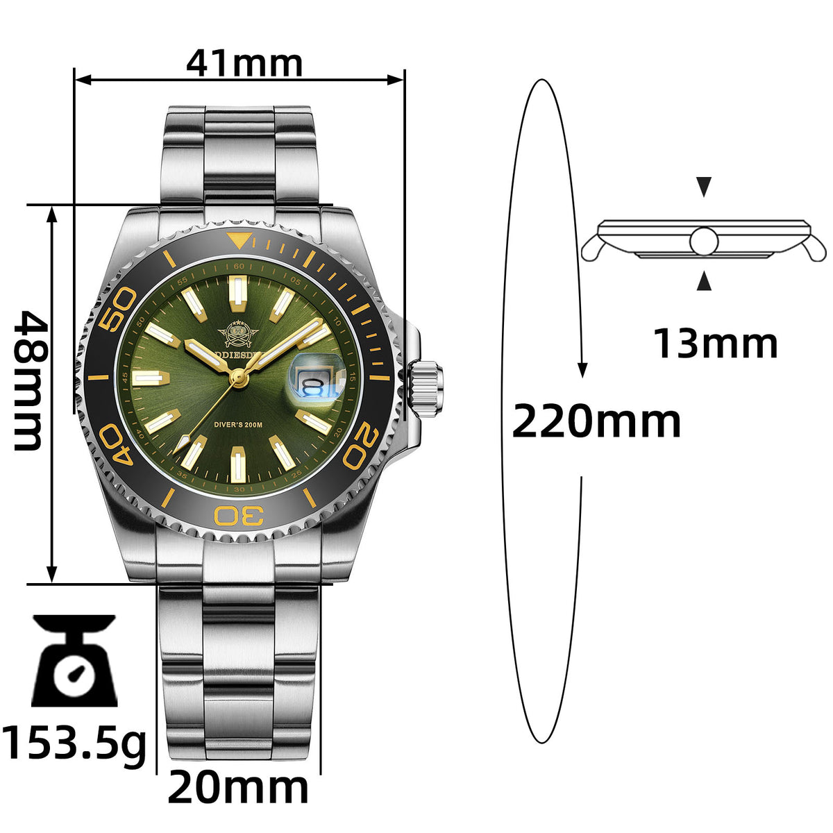 ★Speciale Capodanno★Orologio al quarzo vintage ADDIESDIVE da 41 mm, subacquei, AD2510