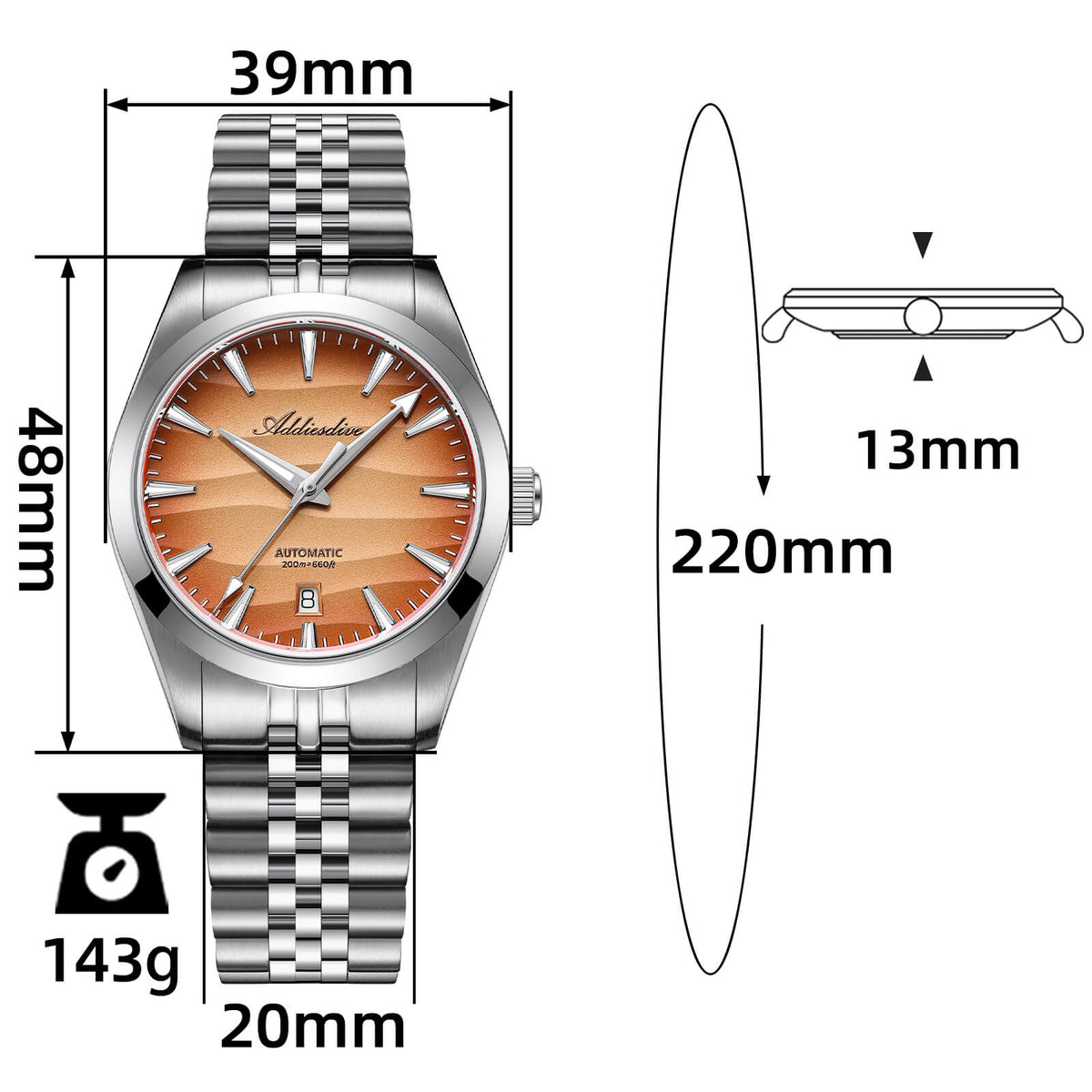 🔥SALDI D'AUTUNNO 🔥 Addiesdive Orologio Automatico 39mm “Desert Mirage” AD2540