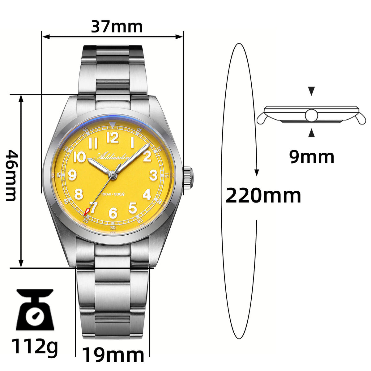 Orologio al quarzo ADDIESDIVE da 36 mm con movimento Super 2035 AD2521