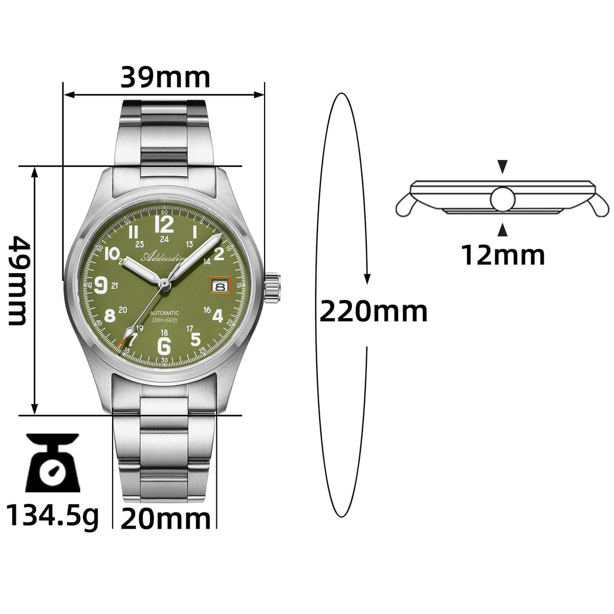 🔥SALDI D'AUTUNNO 🔥ADDIESDIVE 39mm Orologio Explore NH35 Automatico AD2070