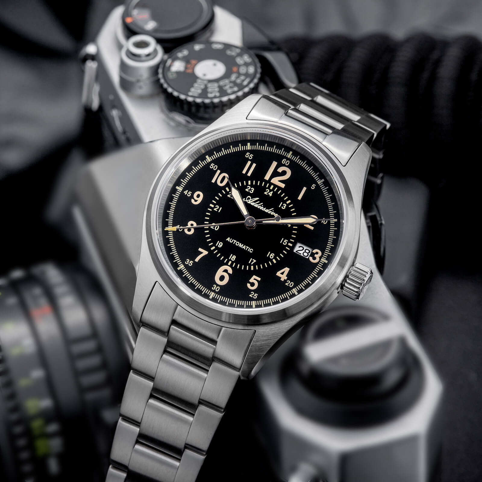 ★Magazzino Italia★ADDIESDIVE Orologio automatico in cristallo di zaffiro da 39 mm Orologio da campo AD2074