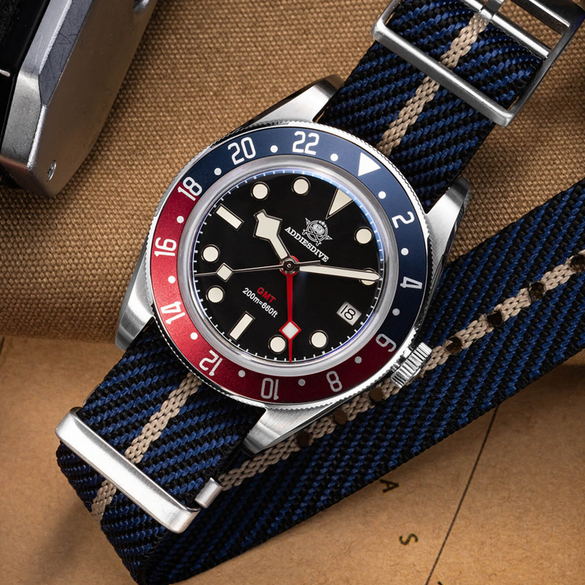 ★Saldi Anniversario★ADDIESDIVE 39mm Orologio al Quarzo BB58 GMT AD2044
