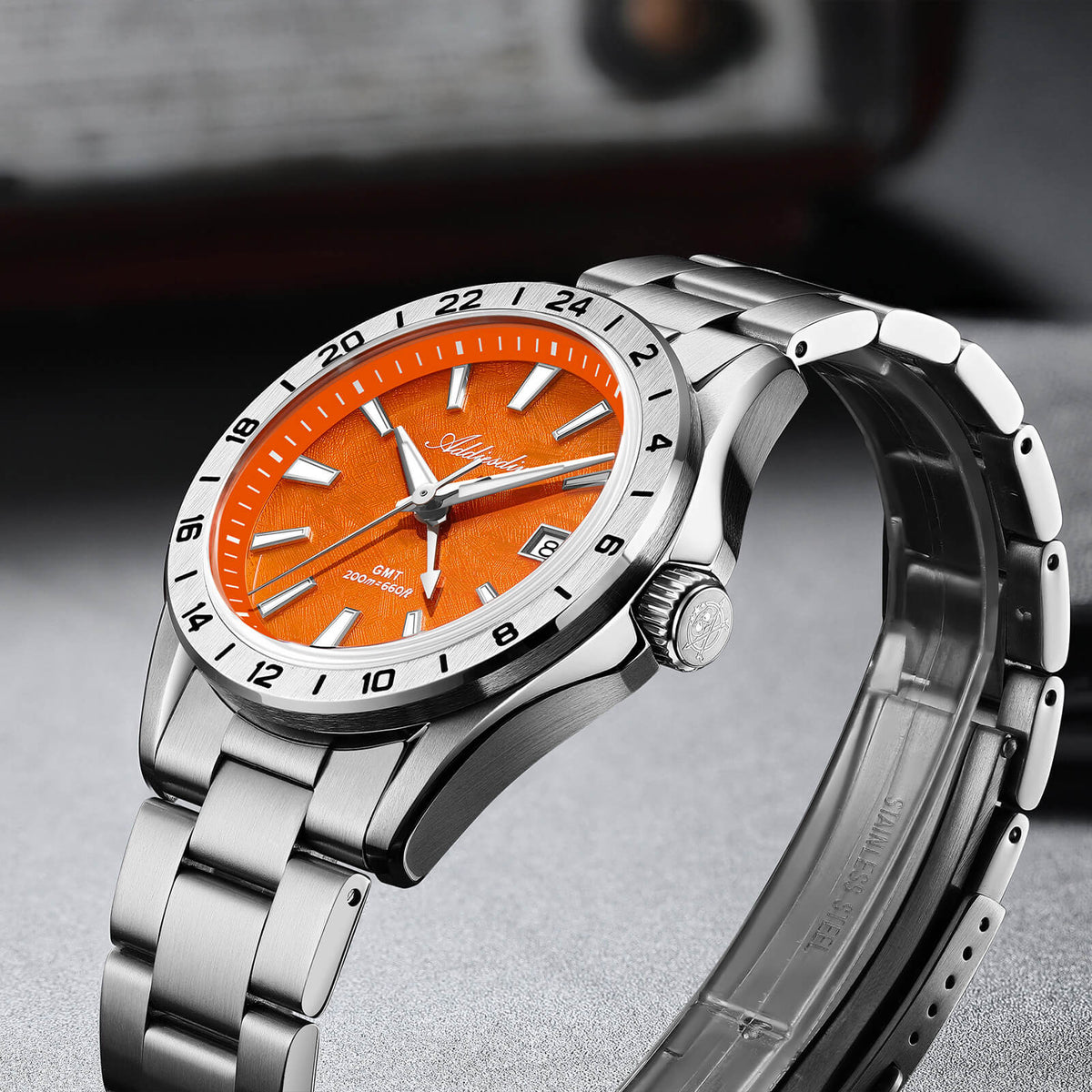 🔥SALDI D'AUTUNNO 🔥 ADDIESDIVE Orologio GMT al quarzo da 38 mm con movimento RONDA 515 (AD2548)
