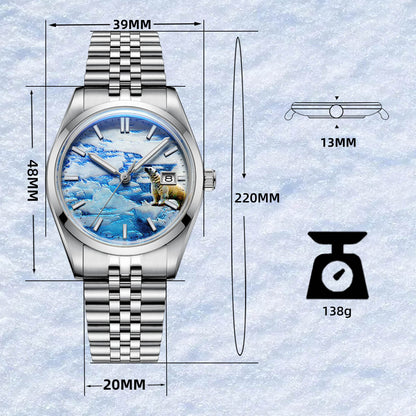 Addiesdive 39mm Orologio Automatico 3D Glacier Polar Bear Dial AD2042