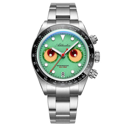 🔥SALDI D'AUTUNNO 🔥ADDIESDIVE AD2557 – Orologio Cronografo da Uomo 40mm al Quarzo VK64 con Quadrante Eye Green and black