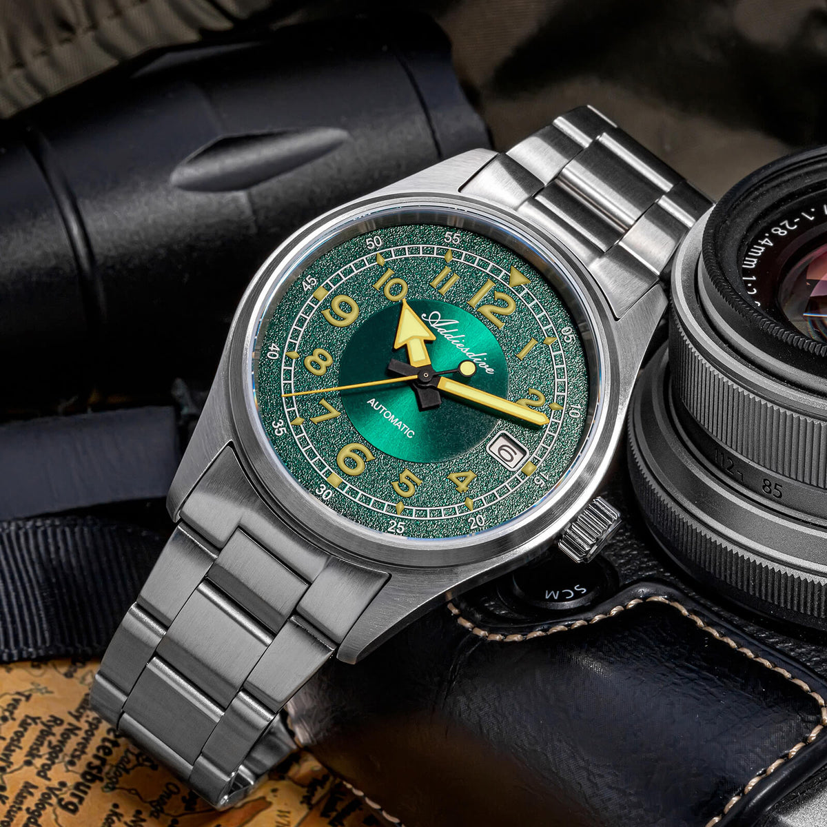 ★Xmas Special Offers★ADDIESDIVE 39mm Explore Orologio Meccanico Retrò da Uomo AD2055