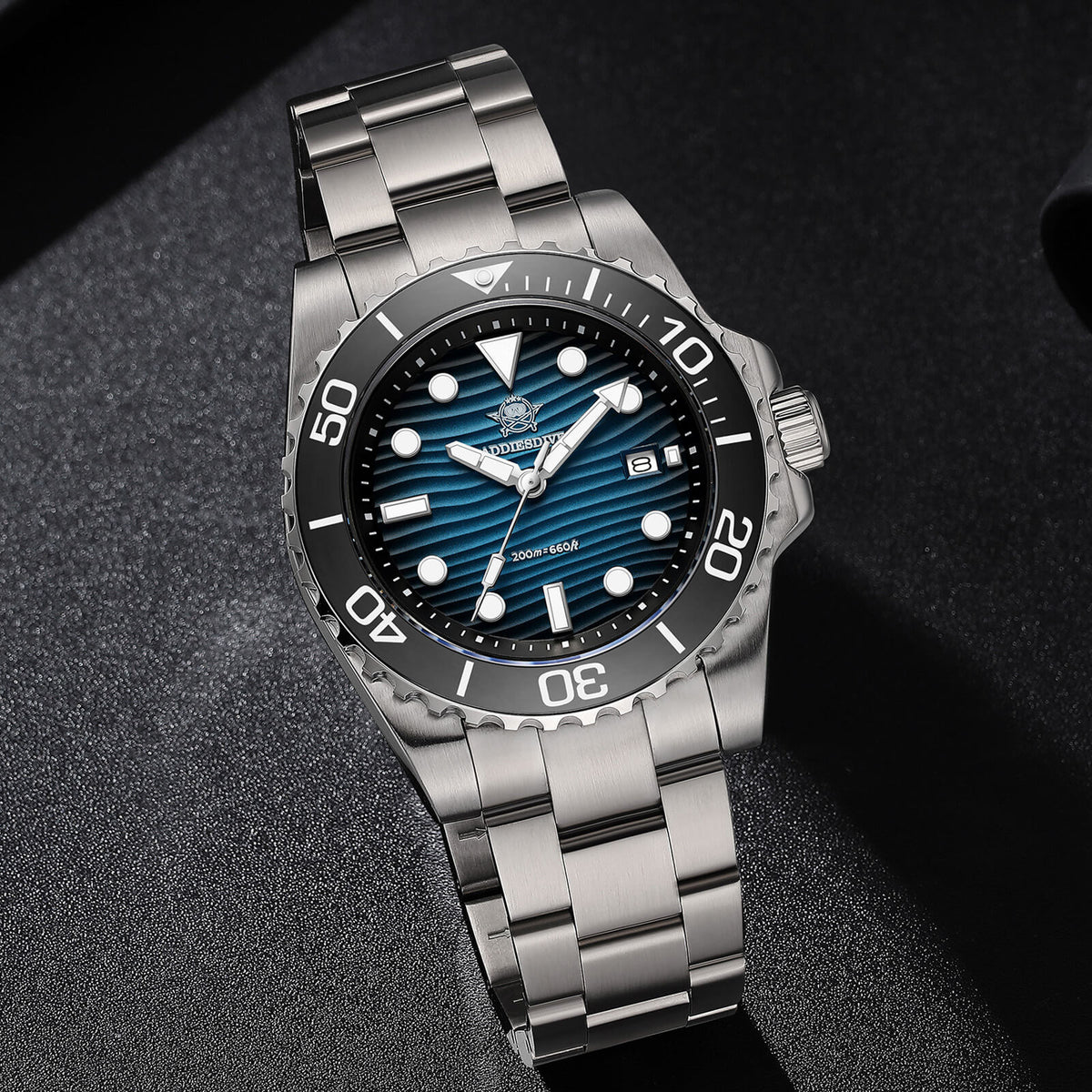 🔥SALDI D'AUTUNNO 🔥Orologio subacqueo al quarzo Addiesdive da 41 mm con quadrante a trama "deserto" AD2537