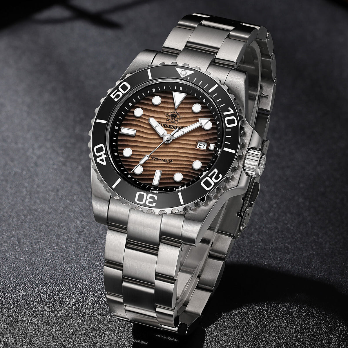 🔥SALDI D'AUTUNNO 🔥Orologio subacqueo al quarzo Addiesdive da 41 mm con quadrante a trama "deserto" AD2537