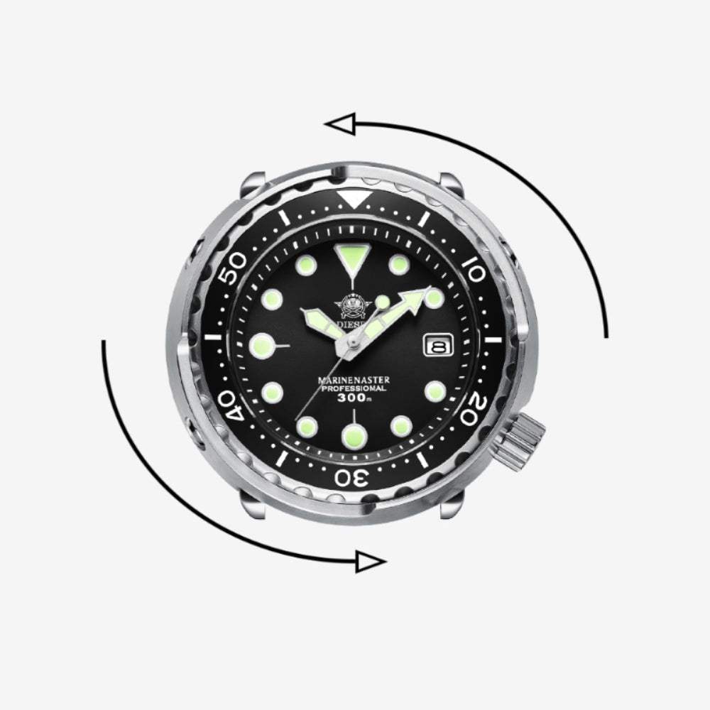 ★Magazzino italiano★ Orologio subacqueo meccanico automatico ADDIESDIVE® Tuna Series, impermeabile fino a 300 m, nero (Modello: AD2522)
