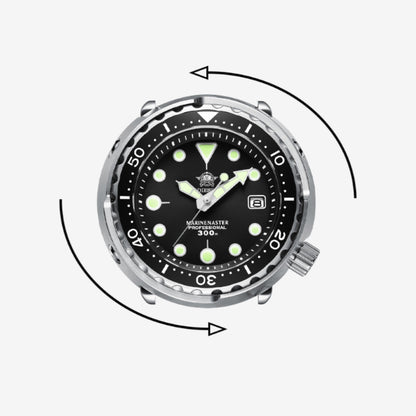 ★Magazzino italiano★ Orologio subacqueo meccanico automatico ADDIESDIVE® Tuna Series, impermeabile fino a 300 m, nero (Modello: AD2522)