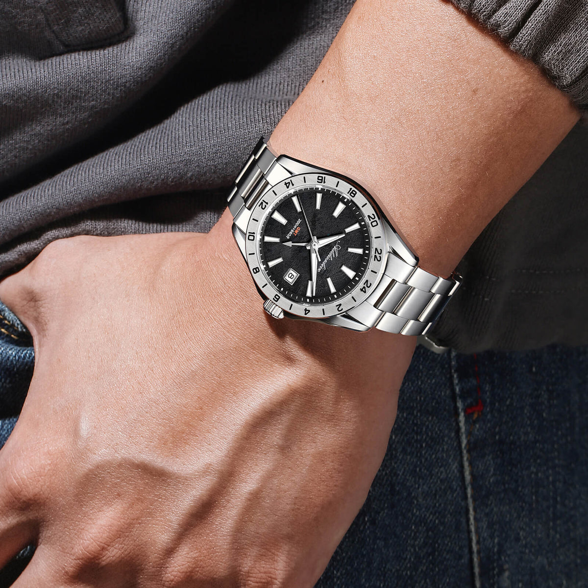 🔥SALDI D'AUTUNNO 🔥 ADDIESDIVE Orologio GMT al quarzo da 38 mm con movimento RONDA 515 (AD2548)