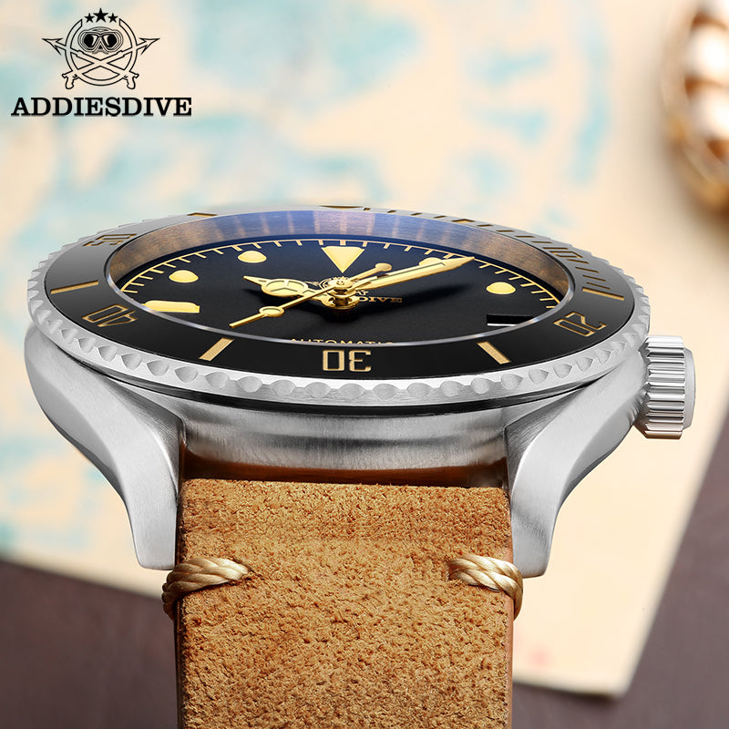 🔥SALDI D'AUTUNNO 🔥ADDIESDIVE® Orologio subacqueo automatico in pelle AD2101