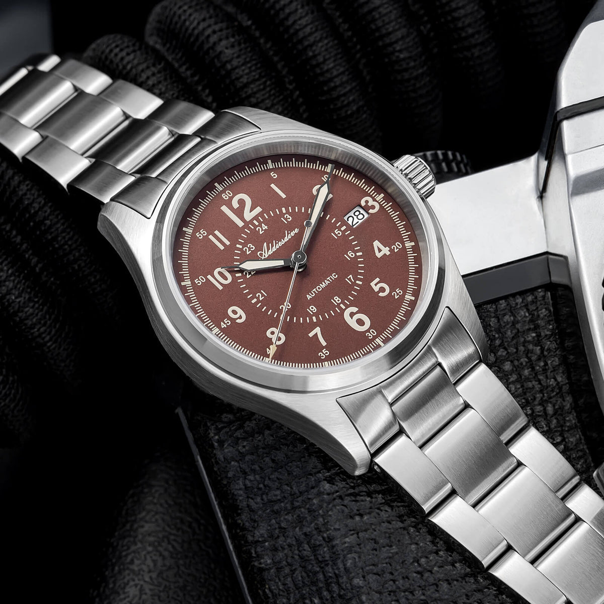 ADDIESDIVE Orologio automatico in cristallo di zaffiro da 39 mm Orologio da campo AD2074