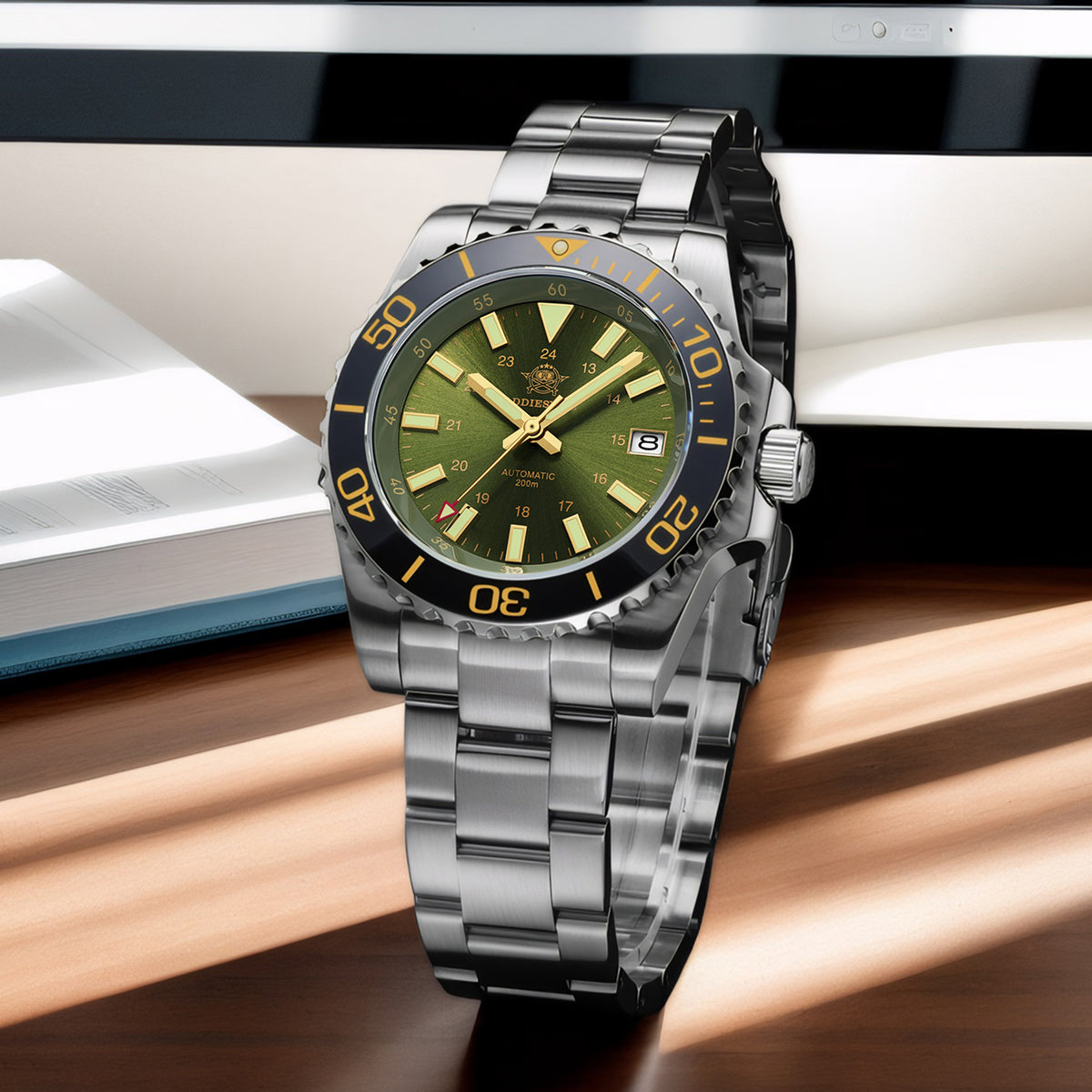 ★Saldi Anniversario★Orologio subacqueo automatico da uomo ADDIESDIVE con vetro zaffiro sintetico AD2504
