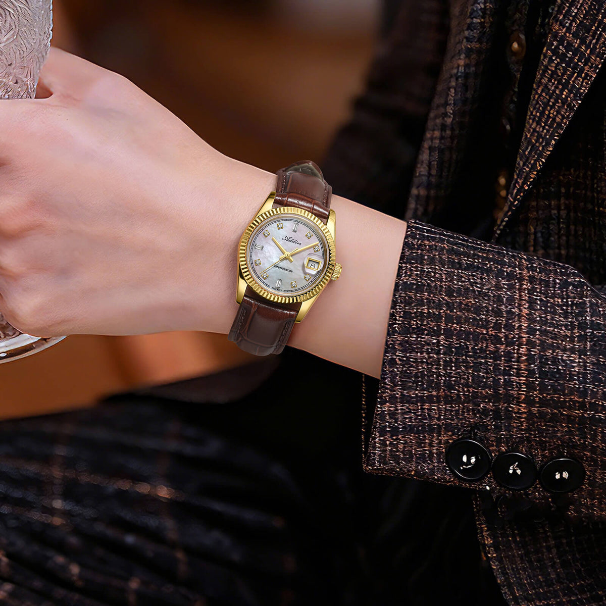★Nuovi Arrivi★Orologio da donna Addies da 28 mm con movimento al quarzo di lusso, modello AW25905