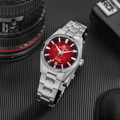 AddiesKIN Orologio da uomo K003 con quadrante effetto ghiaccio crepato, 38 mm, movimento Miyota 9015