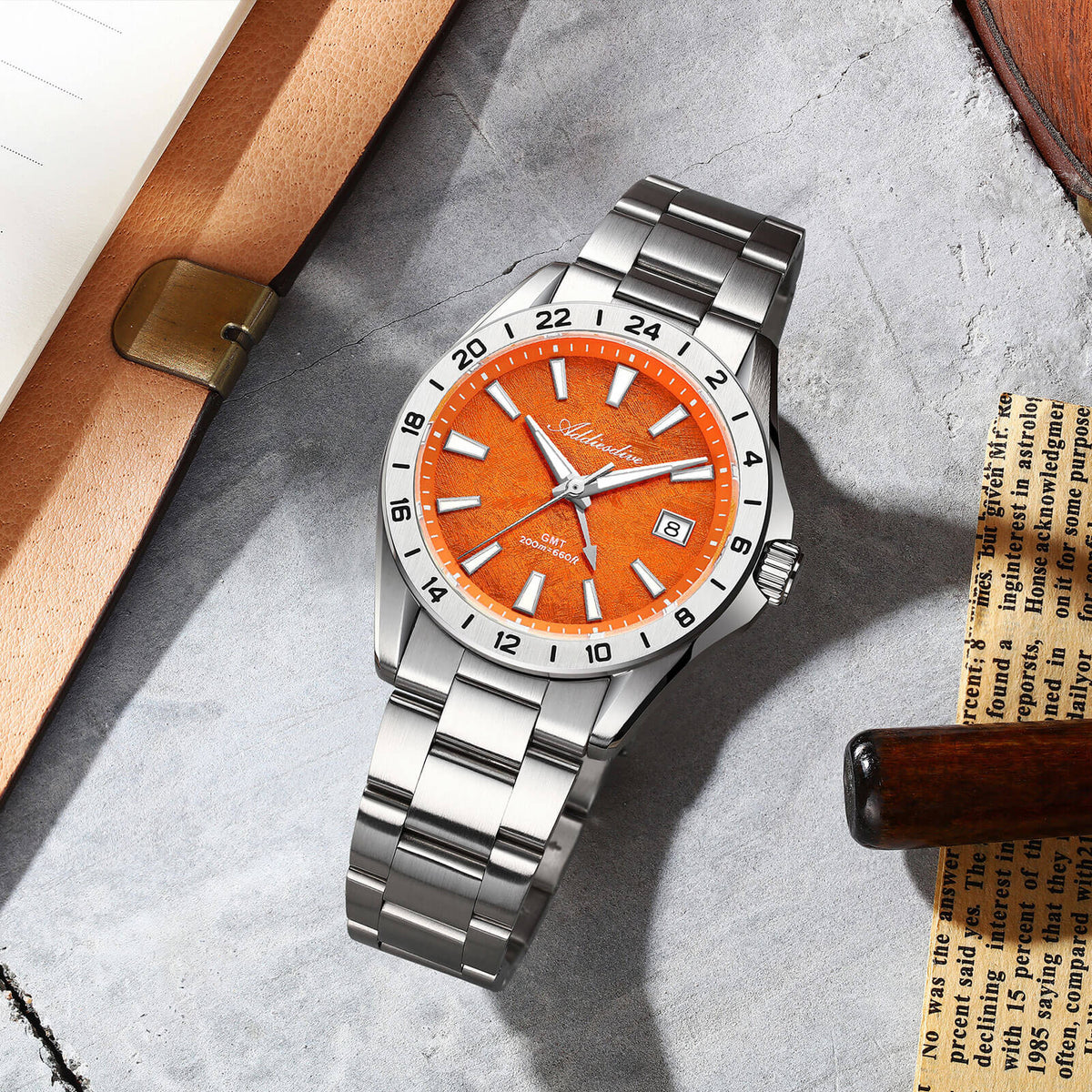 🔥SALDI D'AUTUNNO 🔥 ADDIESDIVE Orologio GMT al quarzo da 38 mm con movimento RONDA 515 (AD2548)