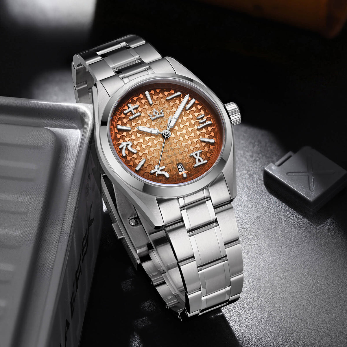 🔥SALDI D'AUTUNNO 🔥 Orologio automatico AddiesKIN K011 da 38 mm con quadrante a motivo "lingotto" e movimento 9015
