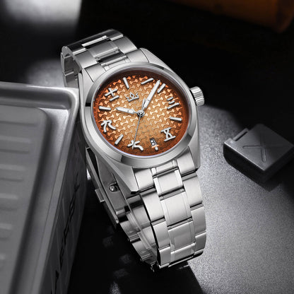 🔥SALDI D'AUTUNNO 🔥 Orologio automatico AddiesKIN K011 da 38 mm con quadrante a motivo "lingotto" e movimento 9015