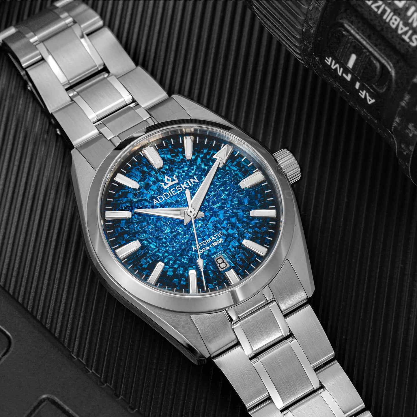 AddiesKIN Orologio da uomo K003 con quadrante effetto ghiaccio crepato, 38 mm, movimento Miyota 9015