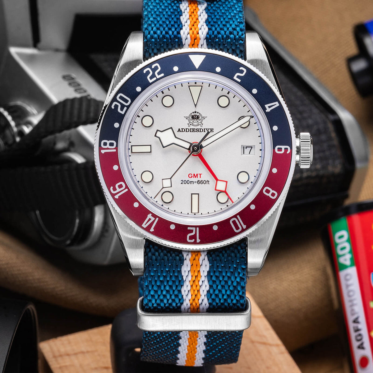 ★Saldi Anniversario★ADDIESDIVE 39mm Orologio al Quarzo BB58 GMT AD2044