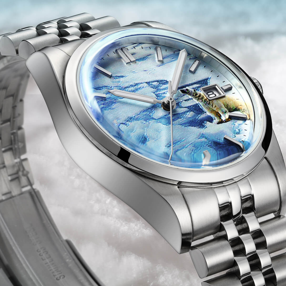 Addiesdive 39mm Orologio Automatico 3D Glacier Polar Bear Dial AD2042