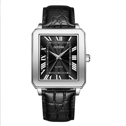 Orologio analogico al quarzo da uomo ADDIES con quadrante quadrato e cinturino in pelle (MY-RM05) Nero
