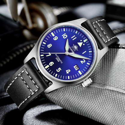 ADDIESDIVE® Pilot watch|movimento automatico NH35A Nastro in acciaio (MY-H2) Ble Cinturino in pelle NH35