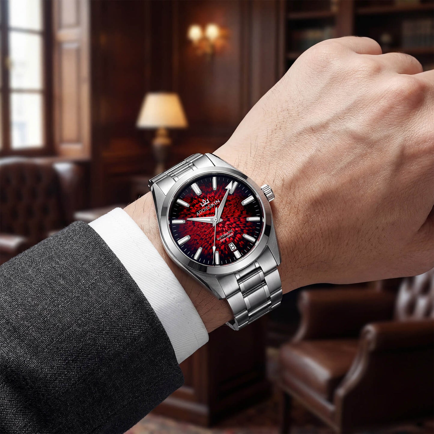 AddiesKIN Orologio da uomo K003 con quadrante effetto ghiaccio crepato, 38 mm, movimento Miyota 9015