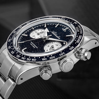 Orologio cronografo ADDIESDIVE 40mm con quadrante in pietra stellaria blu (Blue Goldstone) e movimento VK64 AD2558