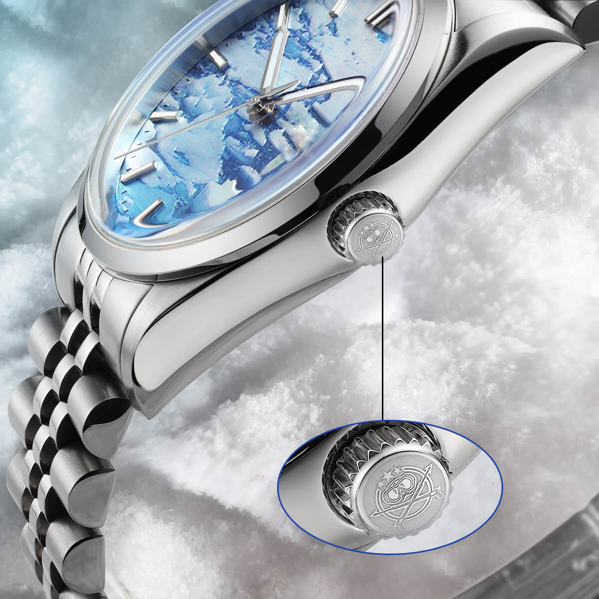 Addiesdive 39mm Orologio Automatico con Quadrante 3D Sea of Clouds AD2041