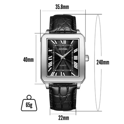 Orologio analogico al quarzo da uomo ADDIES con quadrante quadrato e cinturino in pelle (MY-RM05)