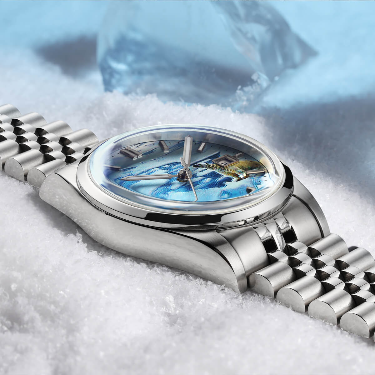 Addiesdive 39mm Orologio Automatico 3D Glacier Polar Bear Dial AD2042