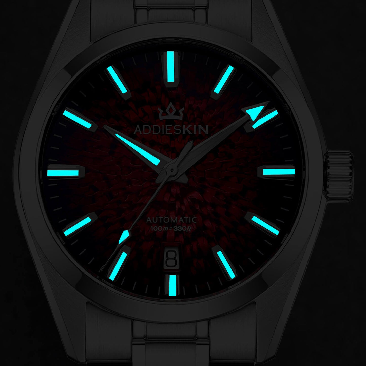 AddiesKIN Orologio da uomo K003 con quadrante effetto ghiaccio crepato, 38 mm, movimento Miyota 9015