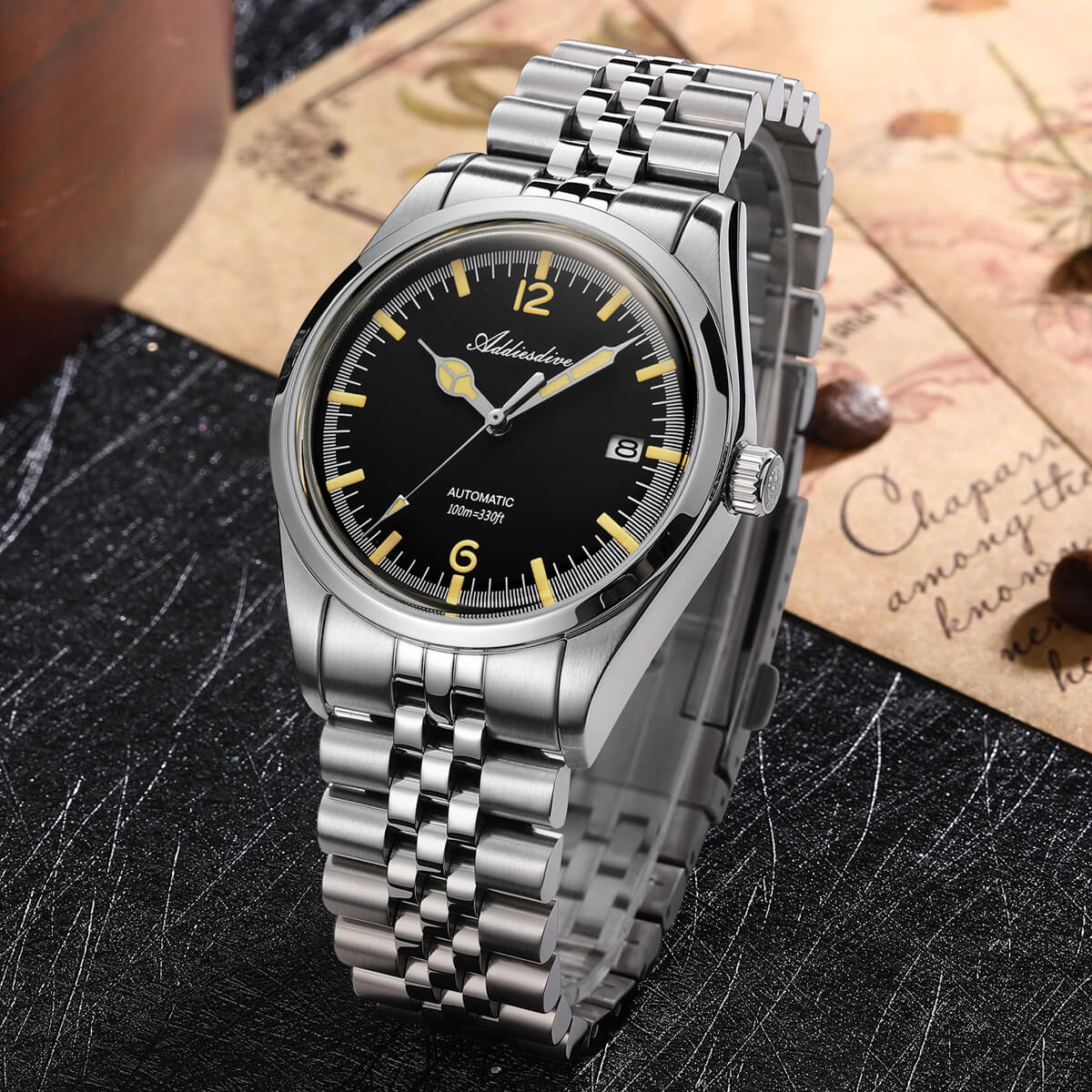 ★Magazzino italiano★Addiesdive Orologio automatico da 39 mm, subacqueo 100 m, NH35 (AD2038)