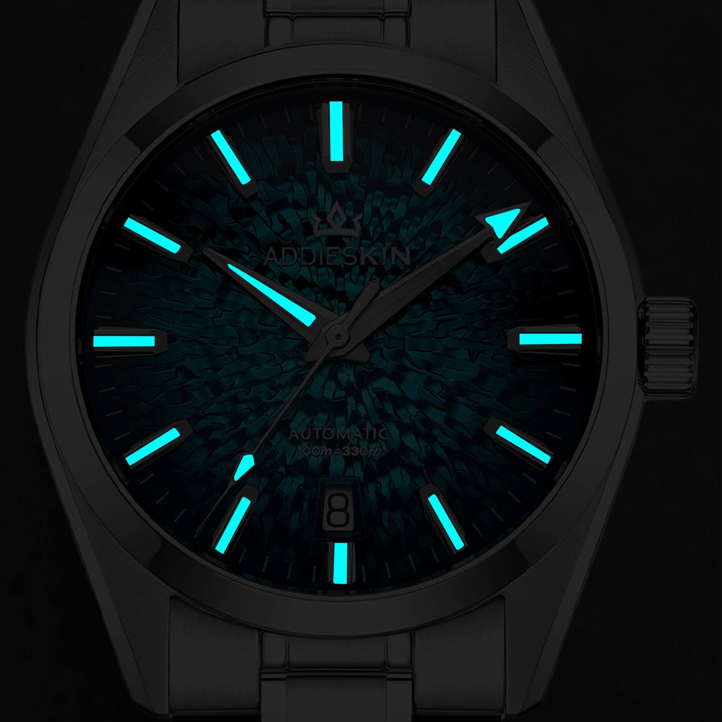 AddiesKIN Orologio da uomo K003 con quadrante effetto ghiaccio crepato, 38 mm, movimento Miyota 9015