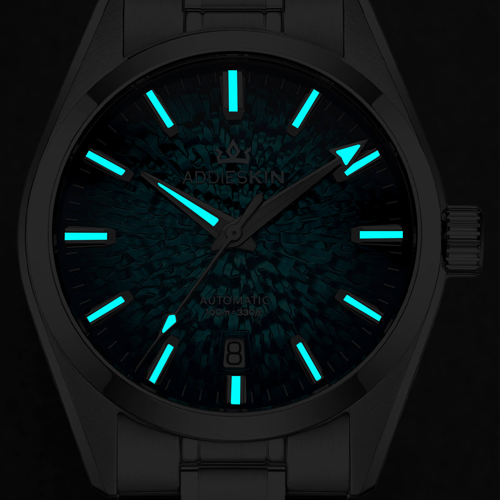 AddiesKIN Orologio da uomo K003 con quadrante effetto ghiaccio crepato, 38 mm, movimento Miyota 9015